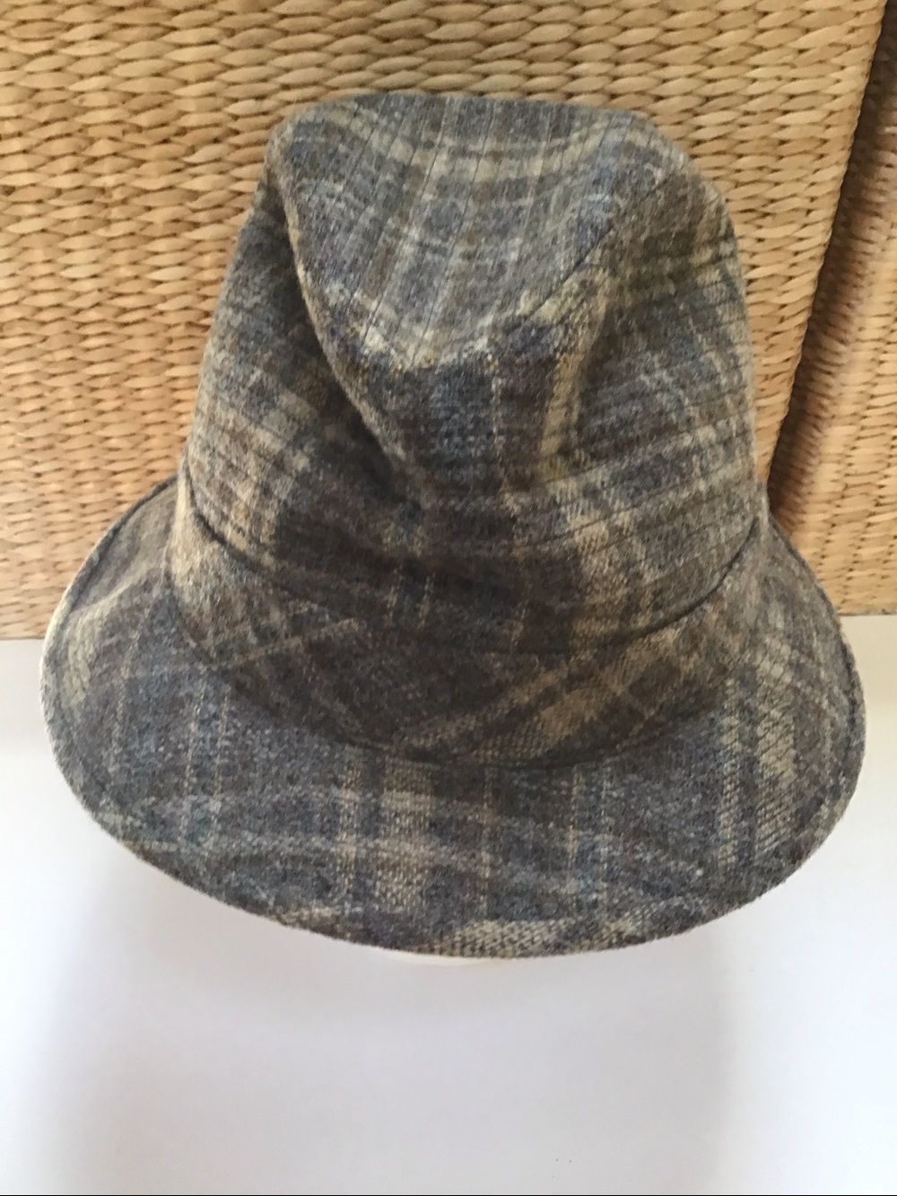 VTG Dobbs 5th Avenue NY Men's Plaid Wool Blend Gray Brown Plaid Fedora Hat 7 5/8 - Picture 4 of 10